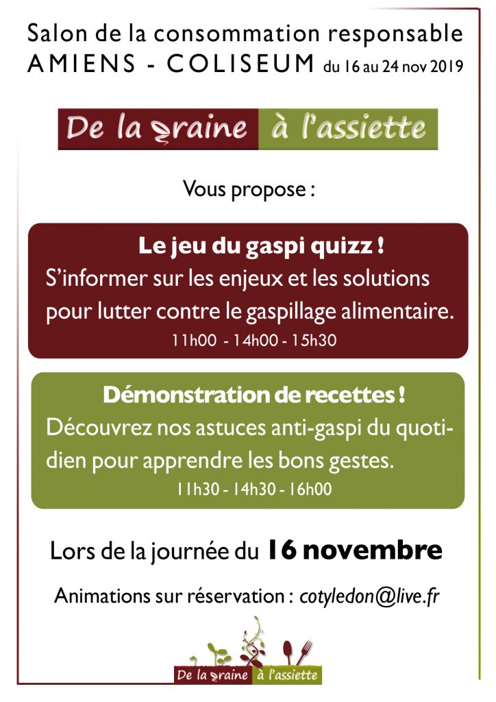 De La Graine à l'Assiette au Salon de la Consommation responsable - Amiens 16 novembre 2019